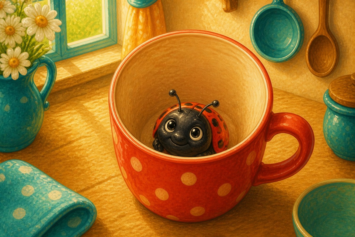 A bug sat in a mug.