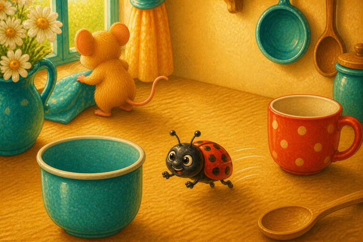 The bug ran to the cup.