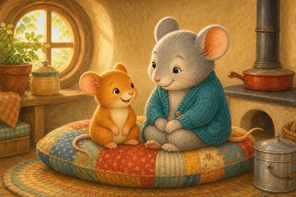 Nan and Pip sit.