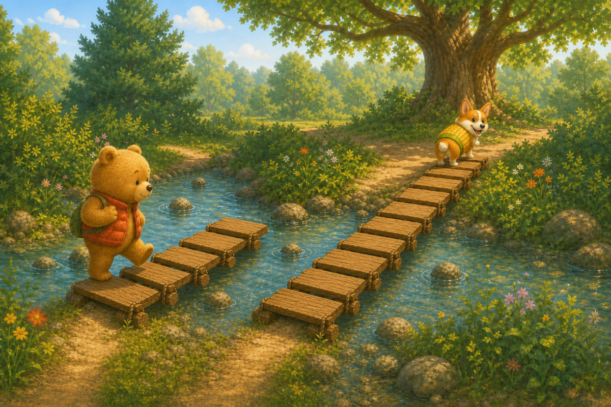 Ted and Corgi lift nine picnic napkins to find a golden glint.