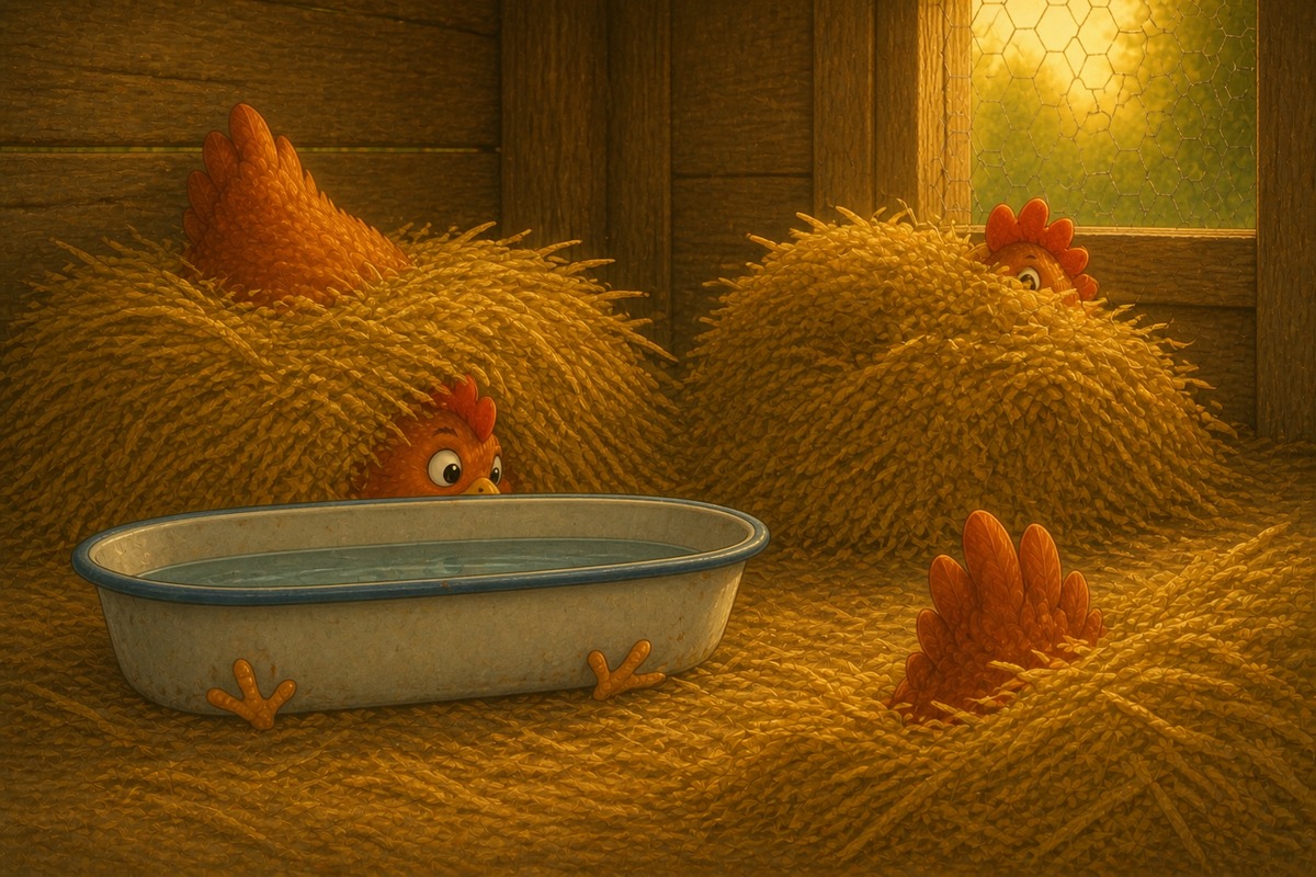 The hens hid in the pen.