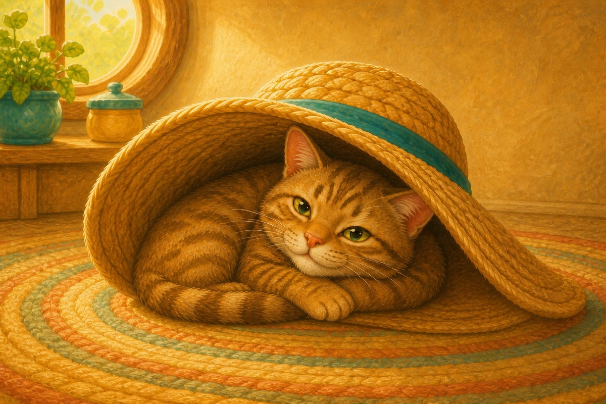 A cat sat in a hat.